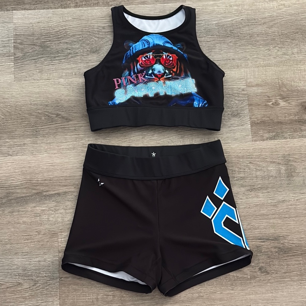 Cheer Athletics Pink Sapphire set with Tiger Print - Black and Blue